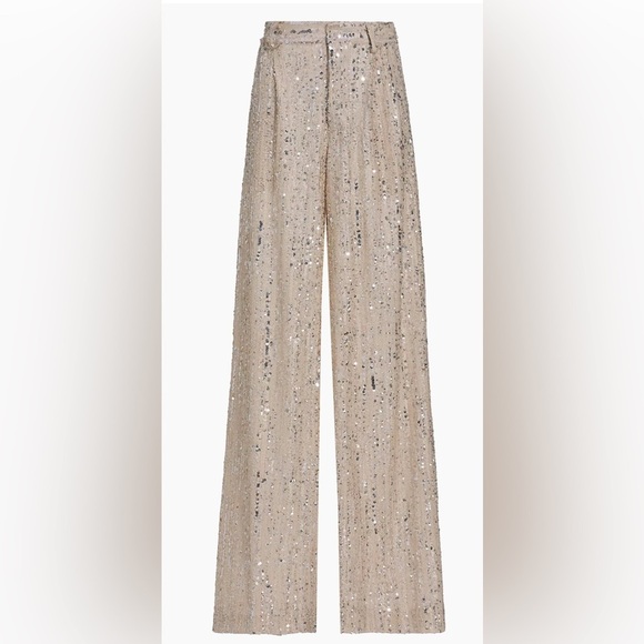 Aknvas Sequin Wide-Leg Pants in Silver